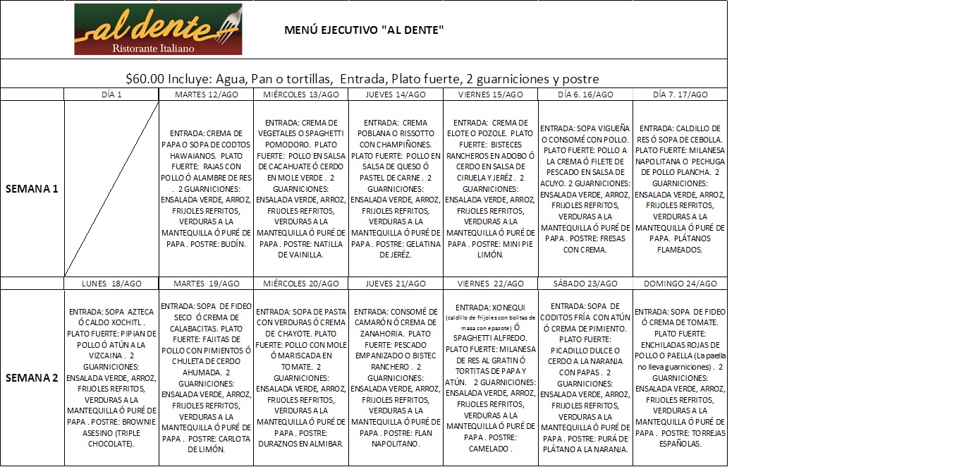 MENU ALDENTE IMAGEN